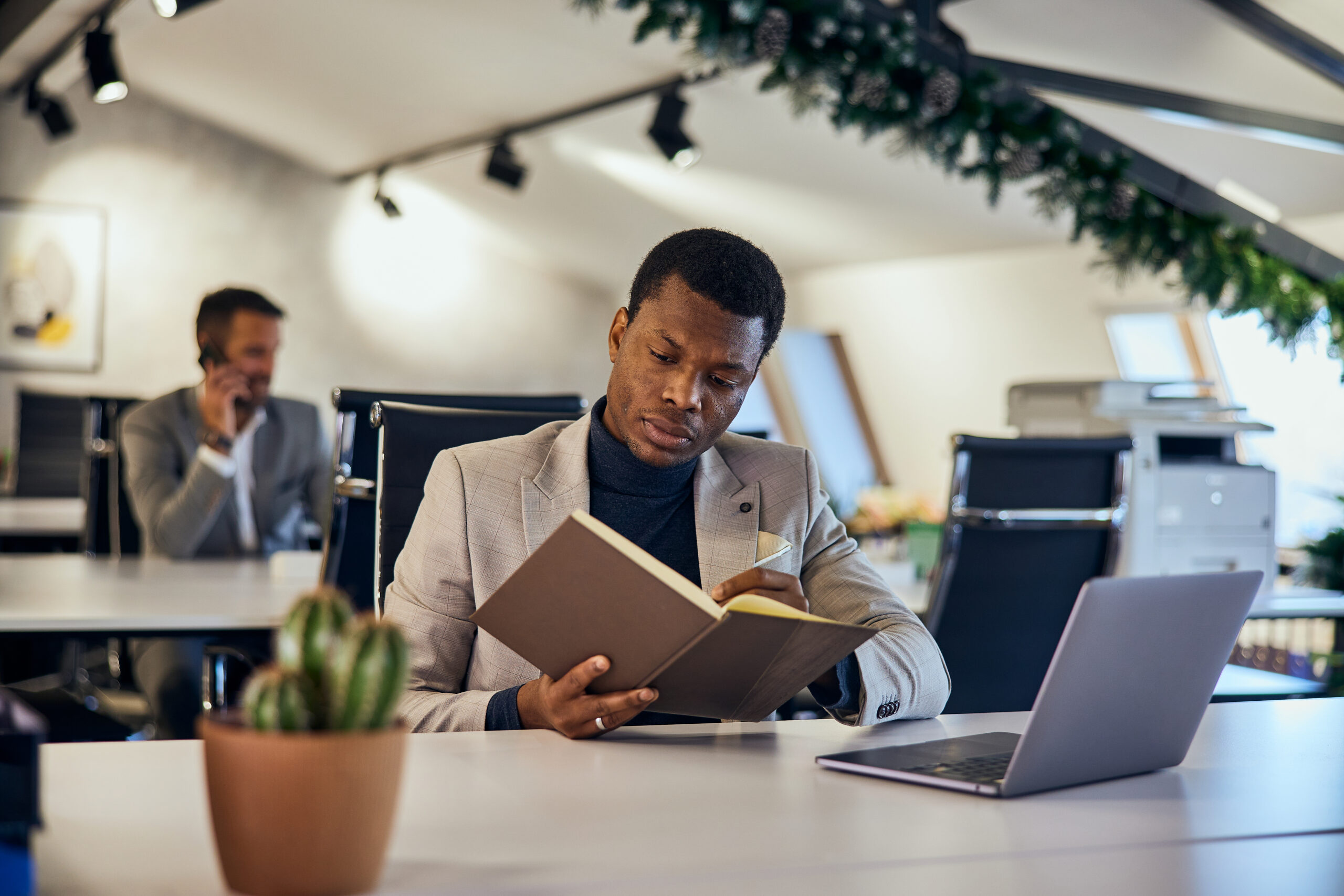 Sales professional studying for a workshop