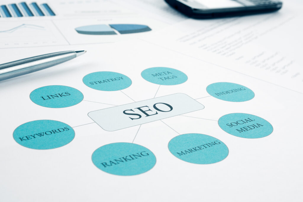 SEO relationship map printed on paper